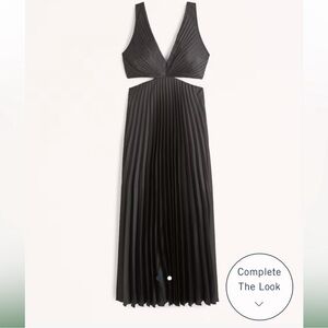 Abercrombie & Fitch Satin Pleated Cutout Maxi Dress